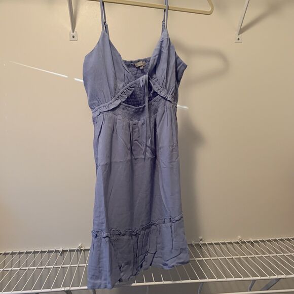 Love Tree Woven Solid Cami Cutout Smocked Peplum Dress-SMALL - Picture 2 of 6